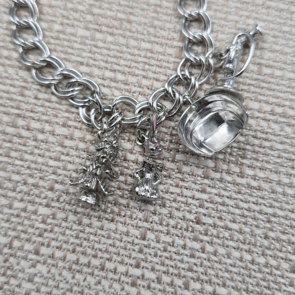 7+2 Inch Sterling Silver Various Charms Chain Bracelet A7229 - Picture 4 of 11